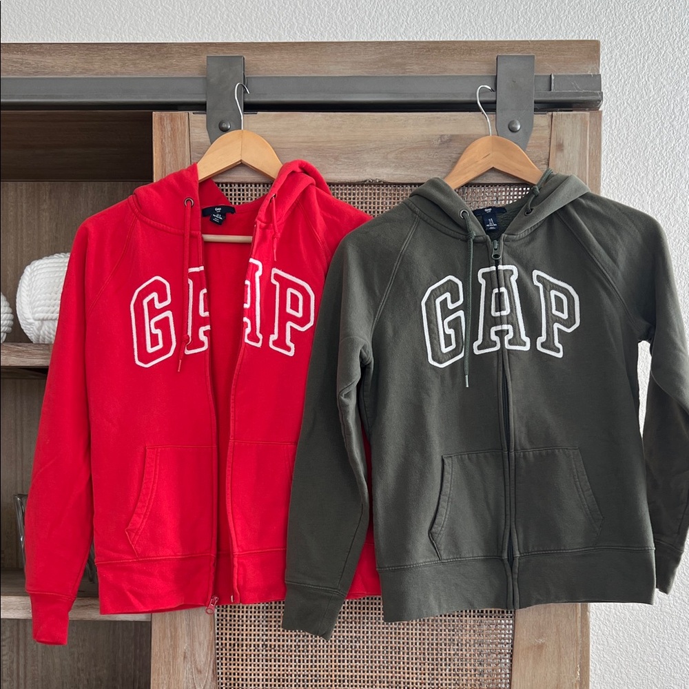 GAP Womens Red and Olive Green Hoodies
